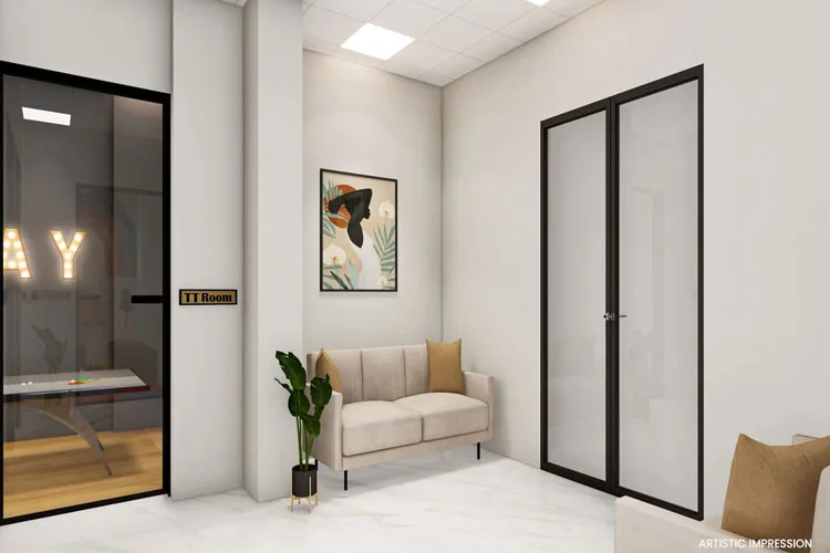 JOP Palms Rohtak spacious living room interior